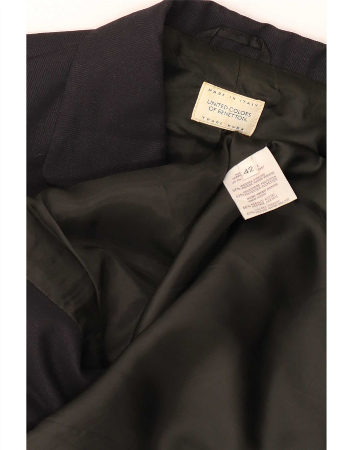 Benetton Dame 3-knaps blazerjakke IT 42 Medium Sort viskose