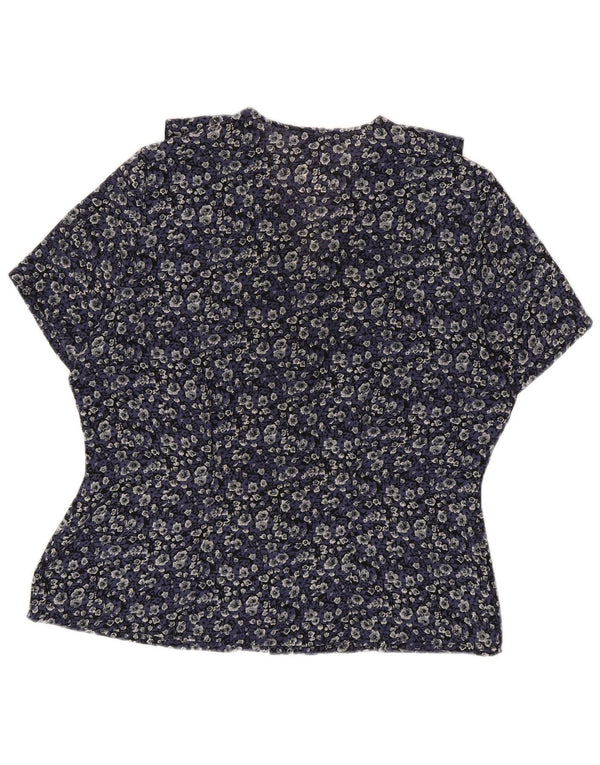 Marks & Spencer Dameskjortebluse UK 16 Large Navy Blue Floral
