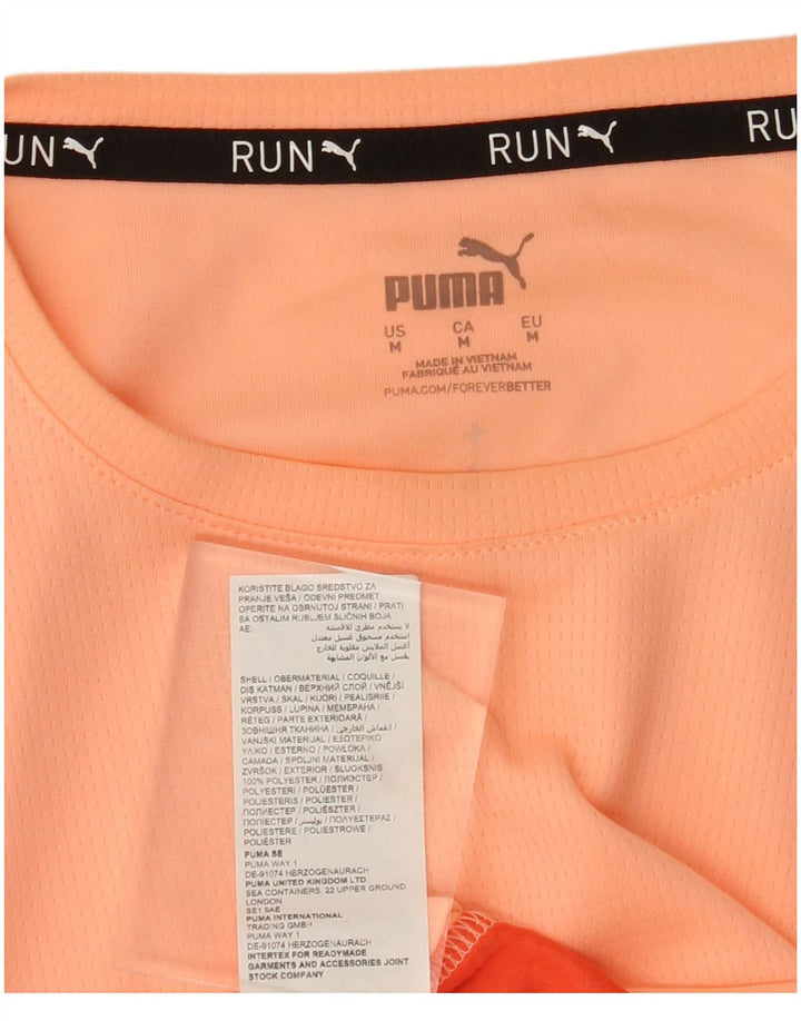 PUMA Womens T-Shirt Top UK 14 Medium Orange Colourblock Polyester