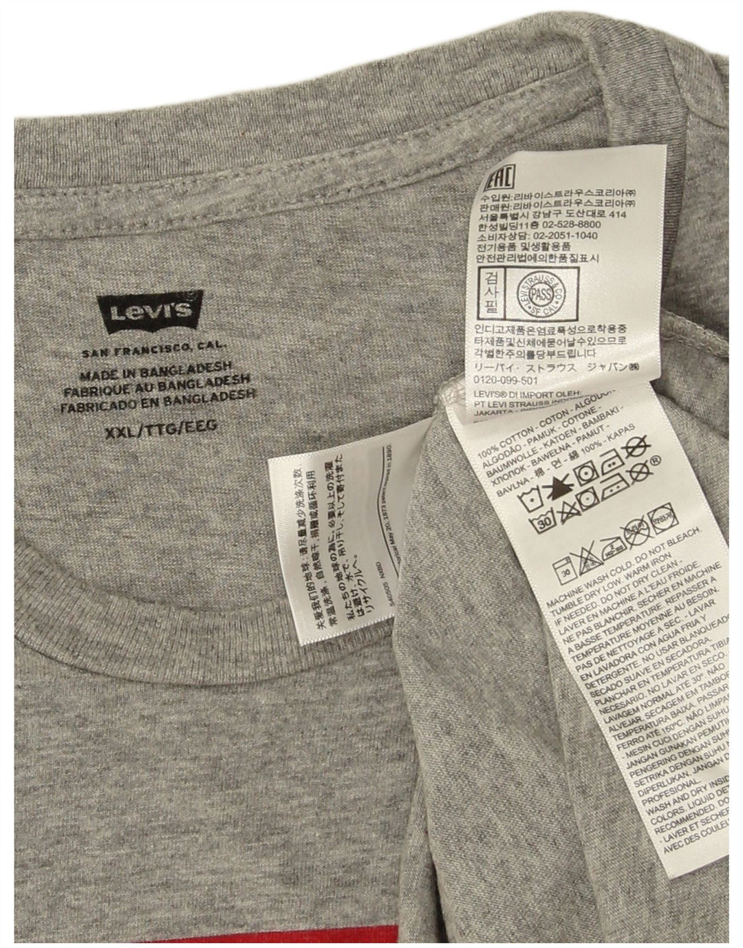 Levi's Herre grafisk T-shirt Top 2XL Grå Bomuld Logo