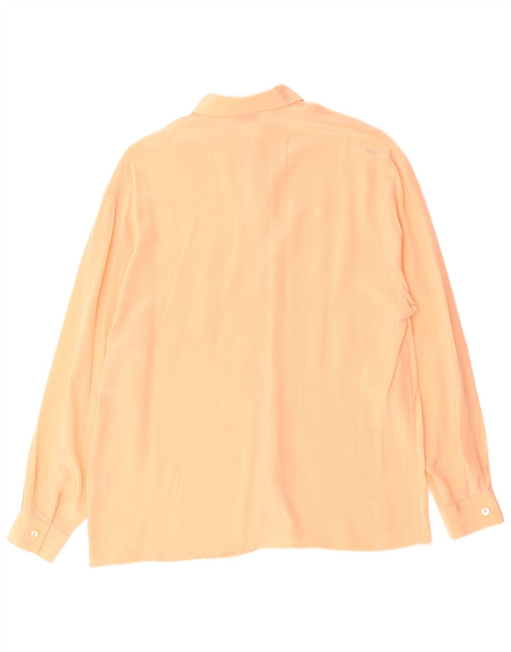 Vintage Dame Oversized Shirt Bluse UK 10 Small Pink Silk