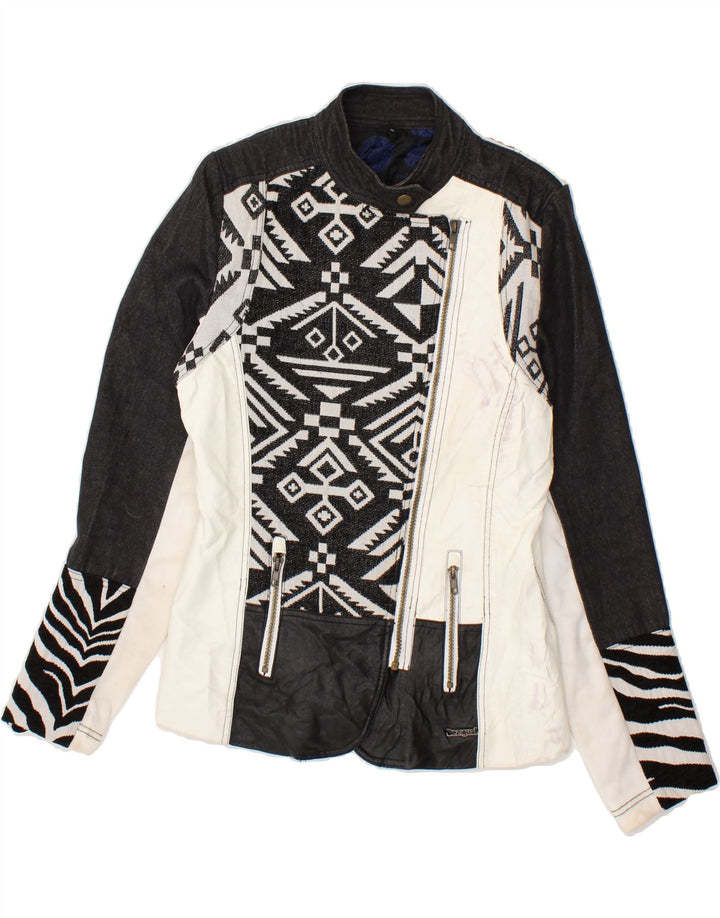 DESIGUAL Womens Bomber Jacket EU 40 Medium Black Colourblock Polyester Vintage Desigual and Second-Hand Desigual from Messina Hembry 