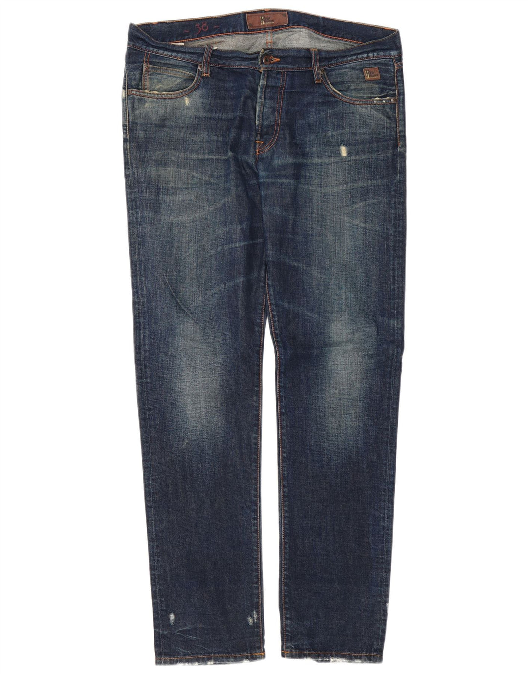 Roy Rogers Herre Distressed Slim Jeans W38 L34 Blå Bomuld