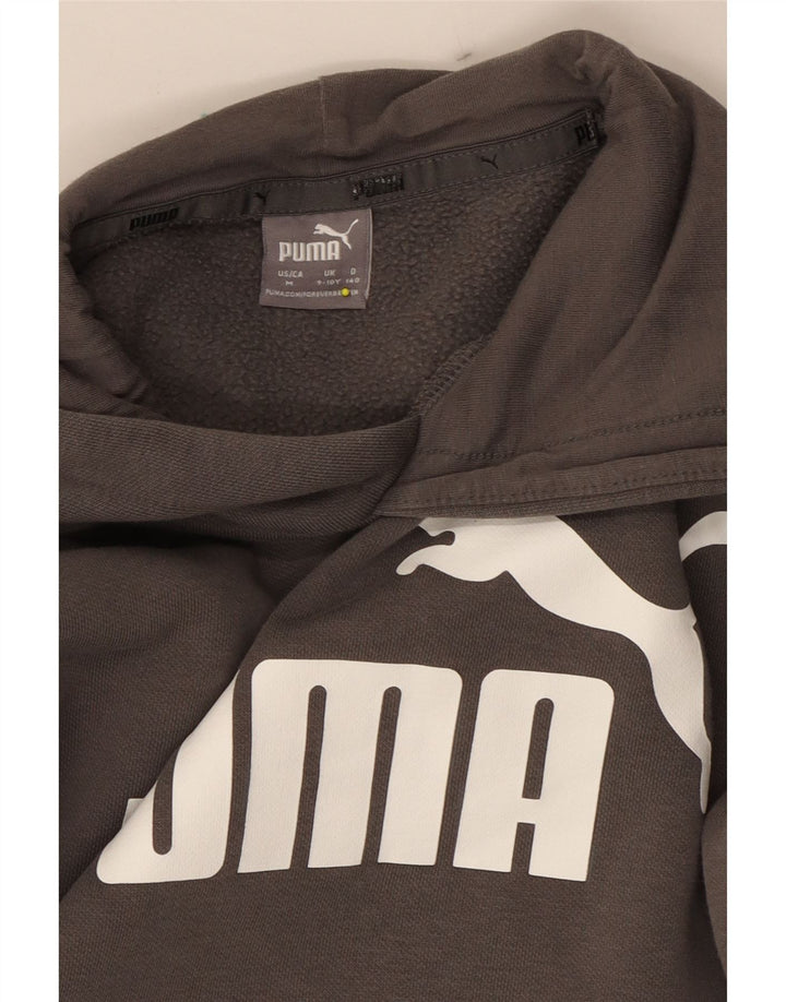 PUMA Boys Graphic Hoodie Jumper 9-10 Years Medium  Grey Cotton Vintage Puma and Second-Hand Puma from Messina Hembry 