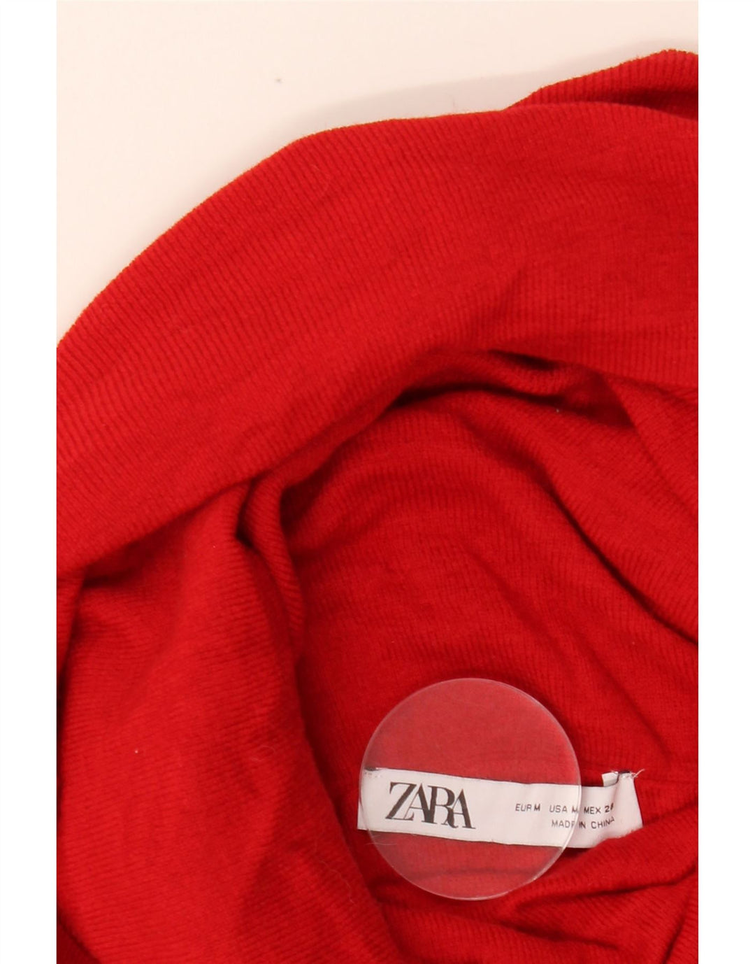ZARA Dame Crop Roll Neck sweater UK 12 Medium Red
