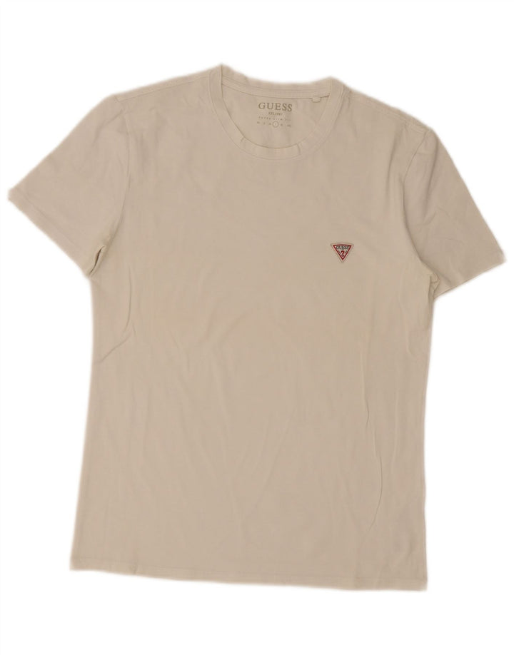 Guess Herre Super Slim Fit T-Shirt Top Stor Hvid Bomuld