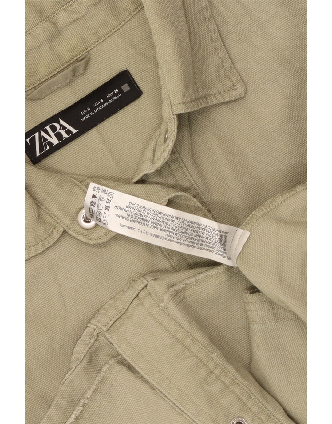 Zara Oversized skjorte til kvinder UK 10 Lille grøn bomuld