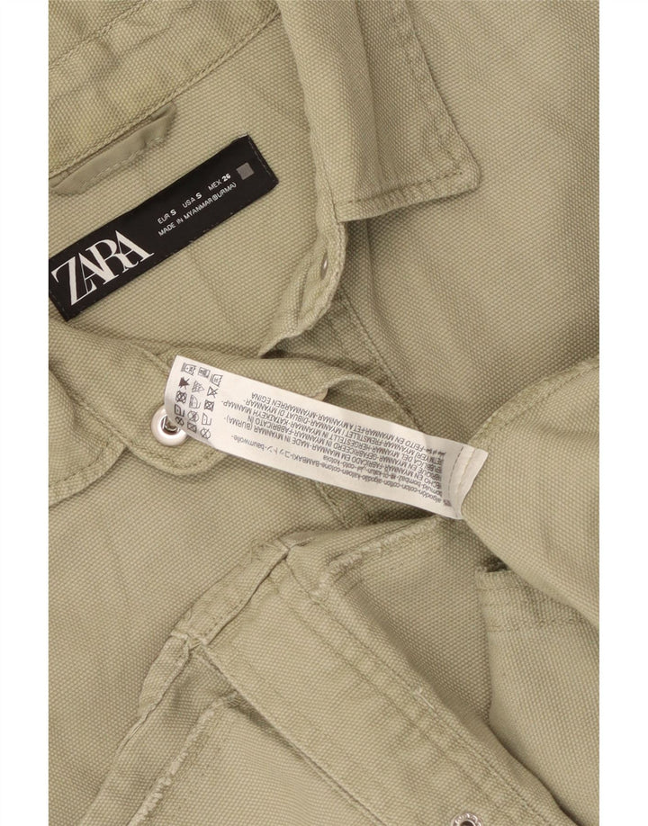 Zara Oversized skjorte til kvinder UK 10 Lille grøn bomuld