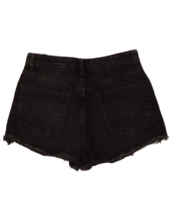 Zara Womens Distressed Denim Shorts EU 36 XS W26 Sort Bomuld