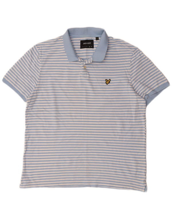 Lyle & Scott herre poloshirt XL blå nålestribet bomuld