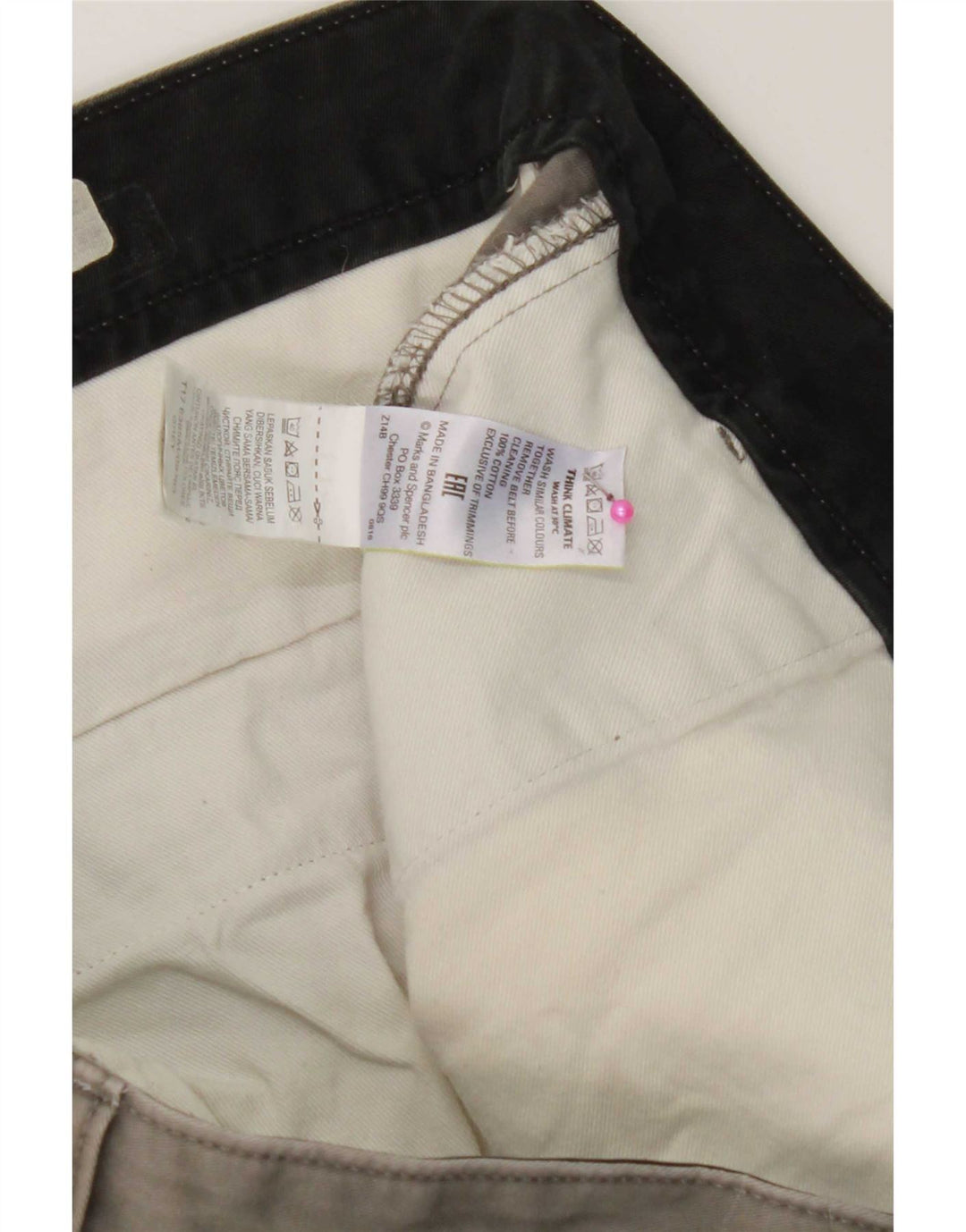 Marks & Spencer Straight Chino-bukser til mænd W38 L29 Grå bomuld