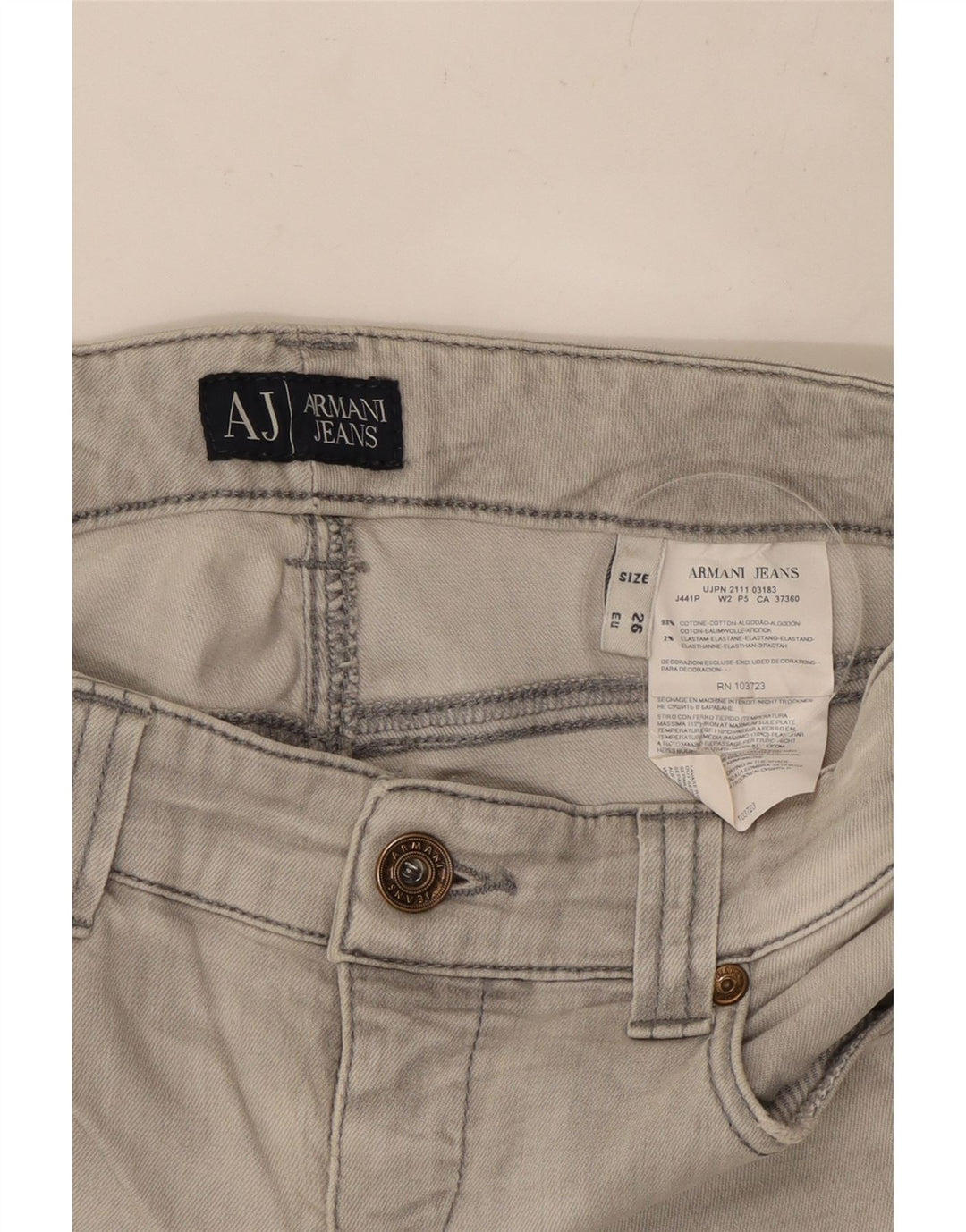 ARMANI Dame Slim Jeans W26 L32 Grå Bomuld