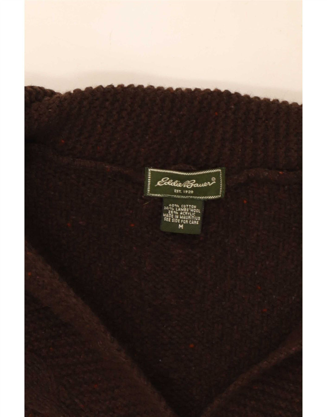 Eddie Bauer Dame Cardigan Sweater UK 12 Medium Brown Flecked Bomuld