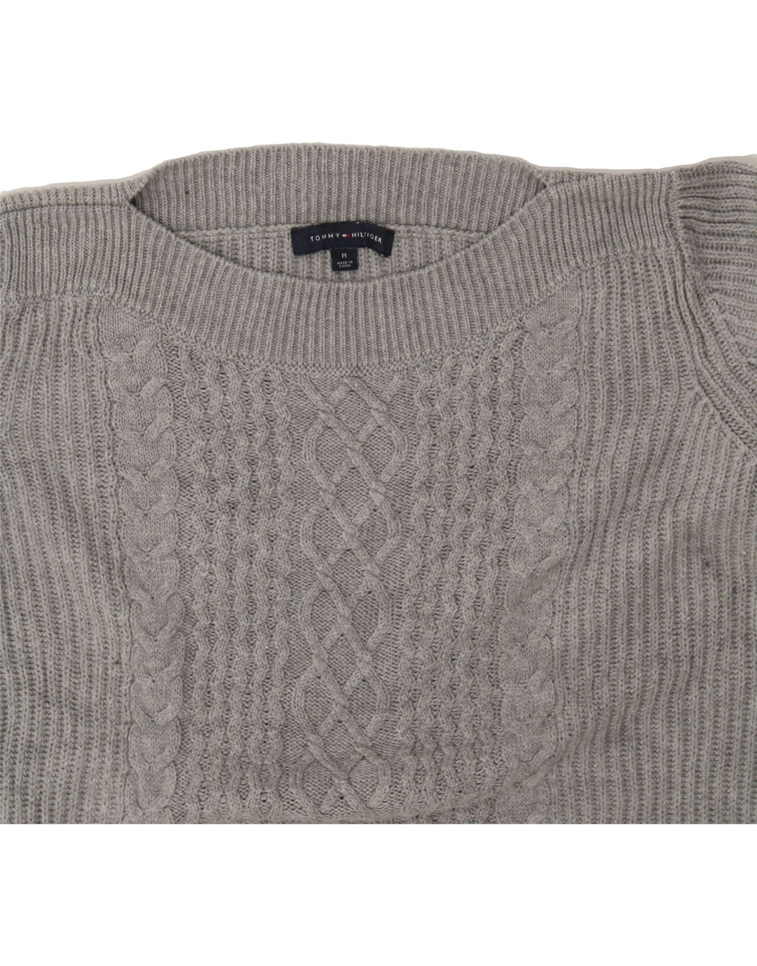 TOMMY HILFIGER Womens Oversized Boat Neck Jumper Sweater UK 14 Medium Grey Vintage Tommy Hilfiger and Second-Hand Tommy Hilfiger from Messina Hembry 