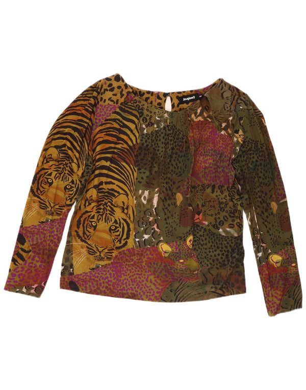 Desigual Dame Top Langærmet 2XL Grøn Animal Print Viscose