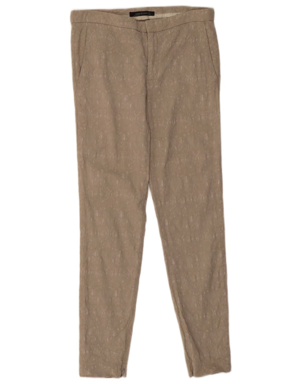 Zara Dame Slim Chino Bukser Medium W30 L28 Beige Floral