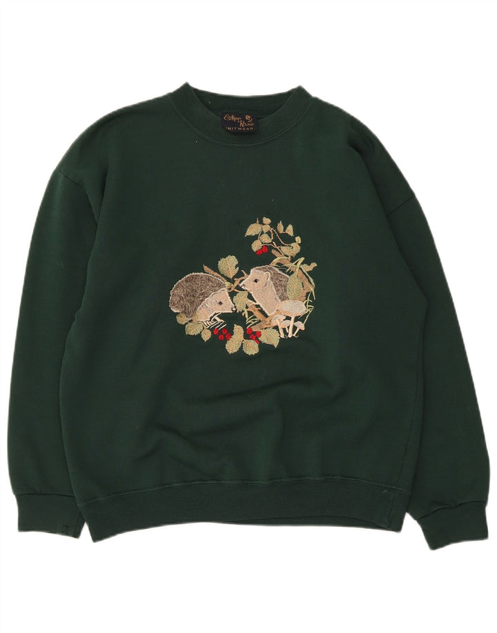 Esther Rose Dame Grafisk Sweatshirt Jumper UK 12 Medium Grøn Akryl