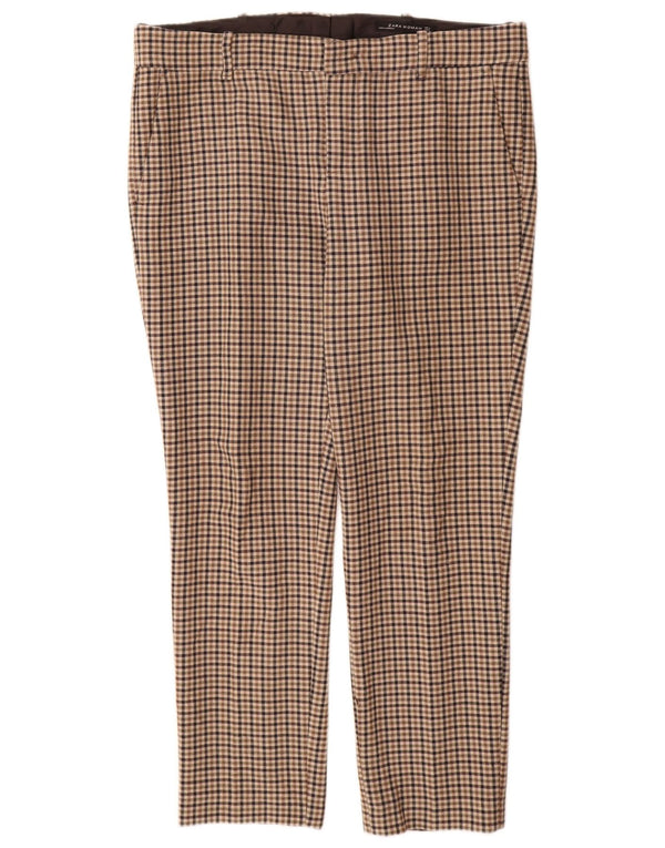Zara Slim Chino Bukser Large W30 L28 Beige Houndstooth