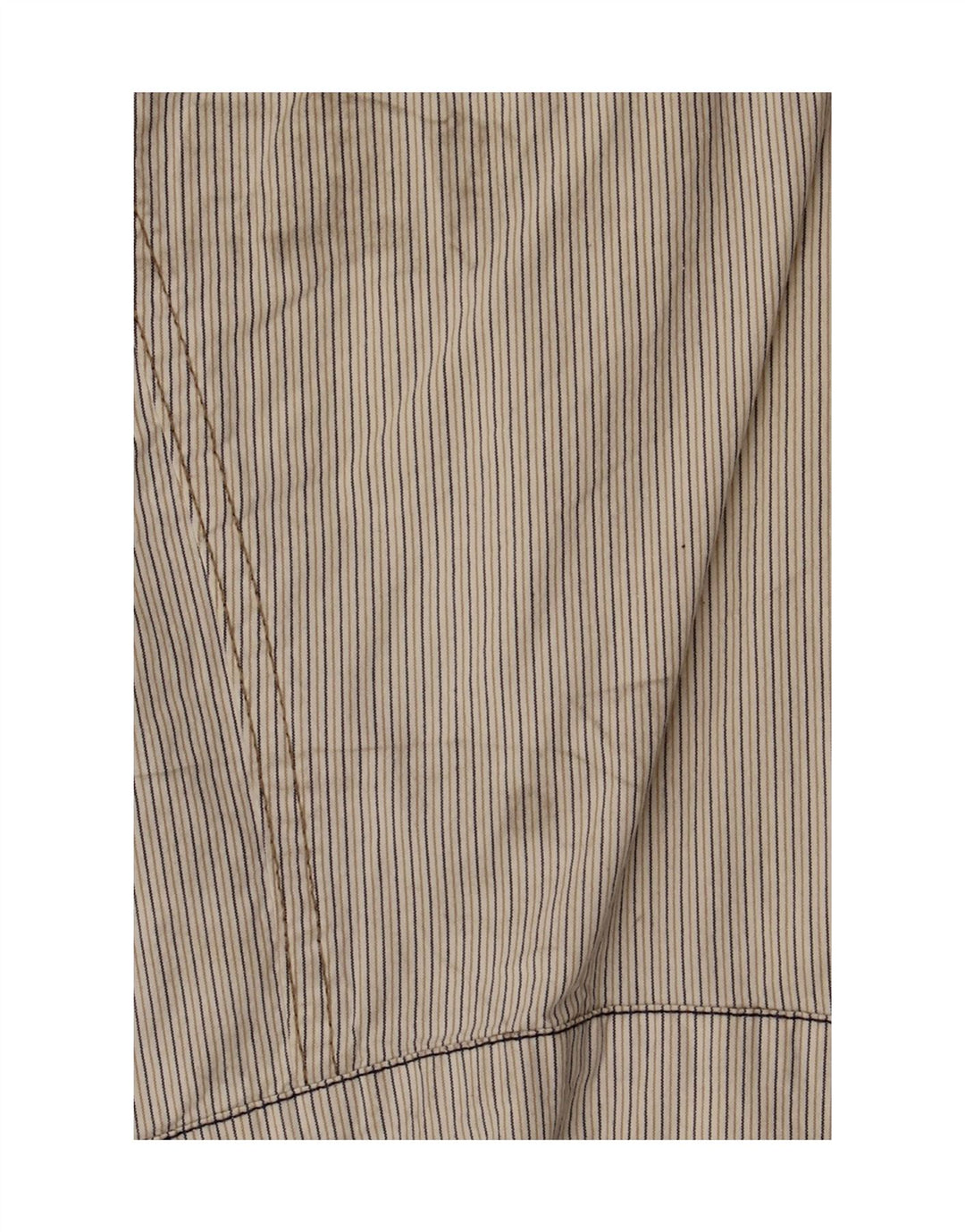 Gas Womens Crop Bomber Jacket UK 10 Small Beige Stribet Bomuld