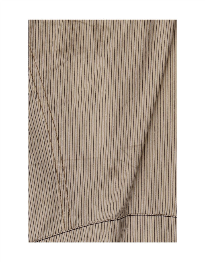 Gas Womens Crop Bomber Jacket UK 10 Small Beige Stribet Bomuld