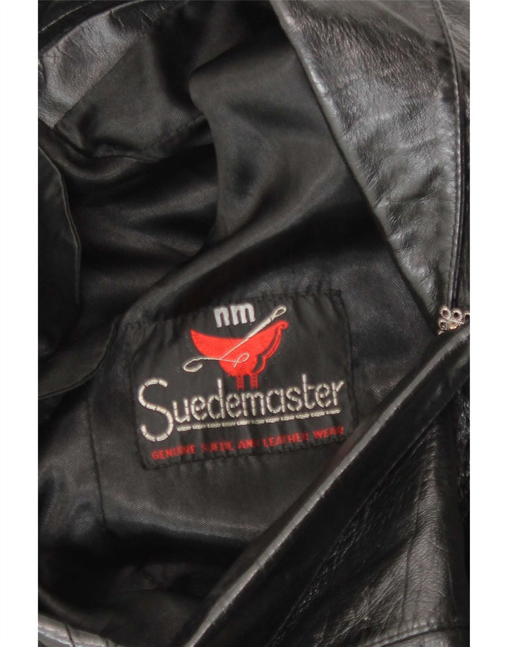 Suedemaster Dame 3/4 ærmet læder blazerjakke UK 12 Medium Sort