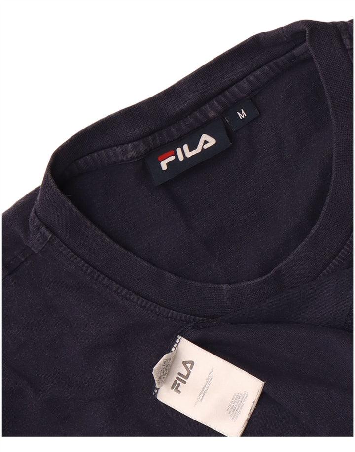 Fila Herre grafisk T-shirt Top Medium Marineblå Bomuld
