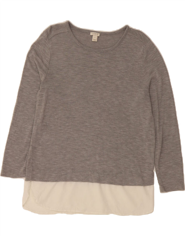 J. CREW Womens Top Long Sleeve UK 14 Medium Grey Colourblock Viscose Vintage J. Crew and Second-Hand J. Crew from Messina Hembry 