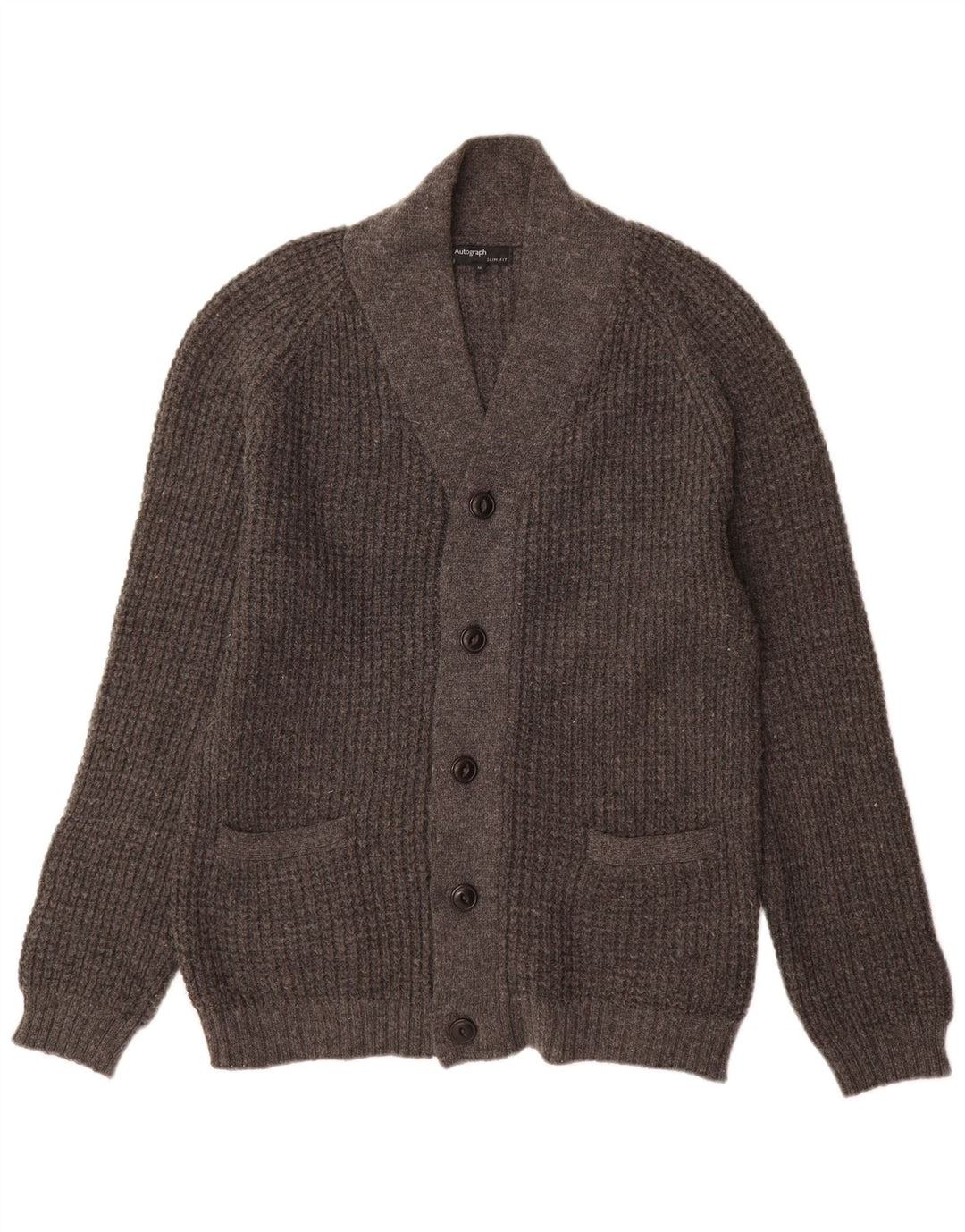 Marks & Spencer Herre Autograph Slim Fit Cardigan Sweater Medium Grey Uld
