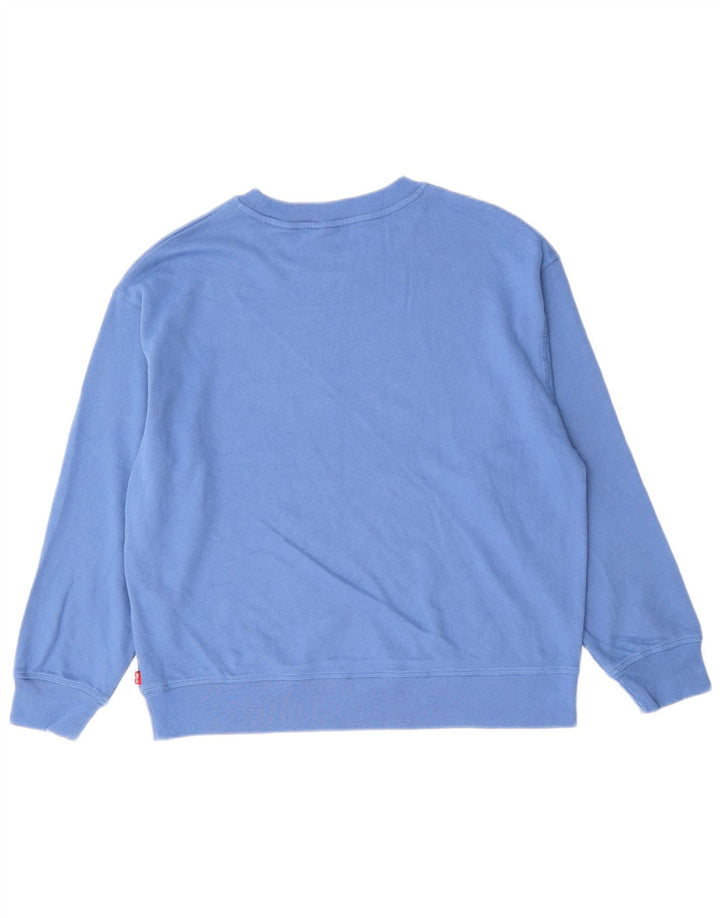 Levi's Dame Grafisk Sweatshirt Jumper UK 16 Stor Blå Bomuld