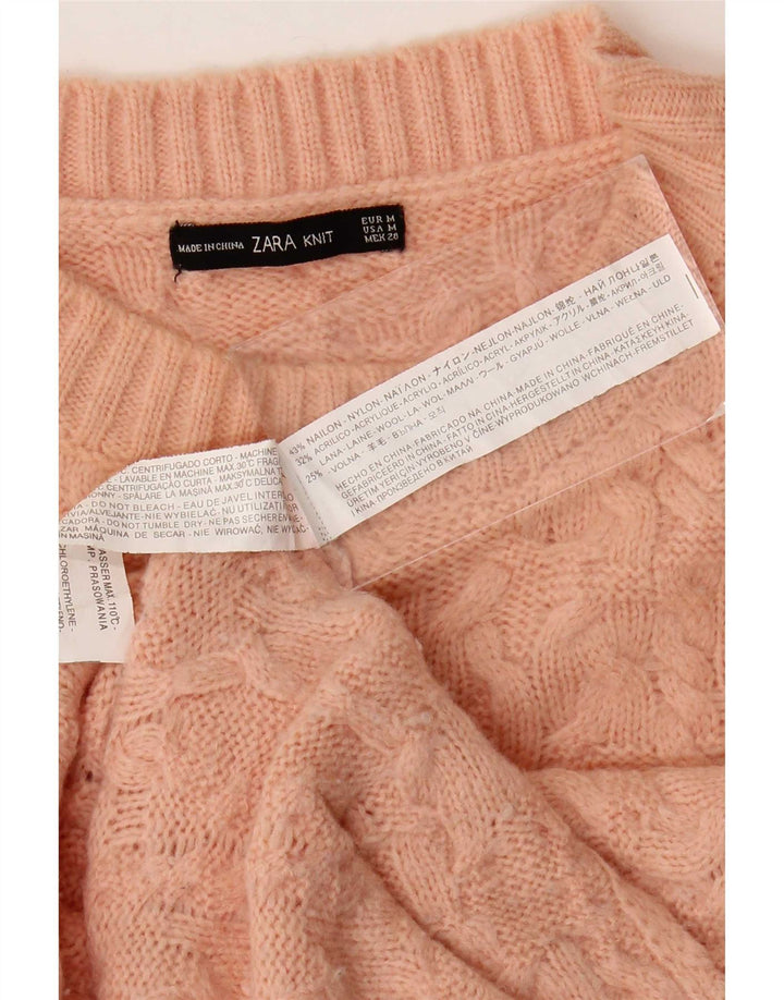 Zara dame sweater med rund hals DK 14 Medium Pink Nylon