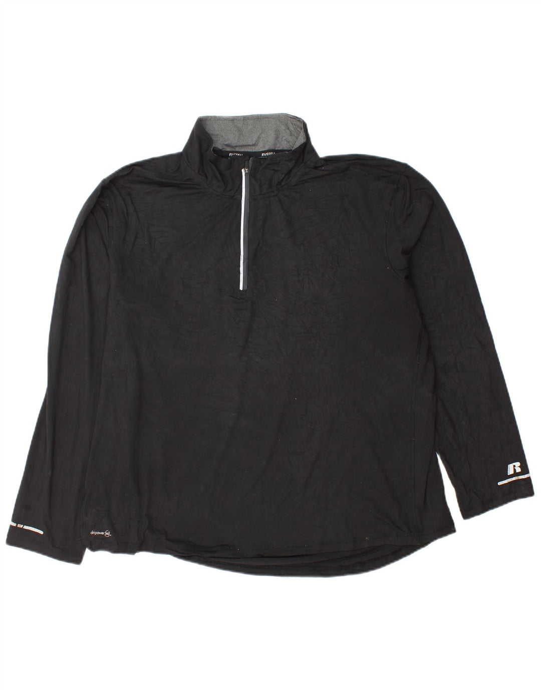 Russell Athletic Herre Dri-Power Zip Neck Top Langærmet XL Sort Polyester