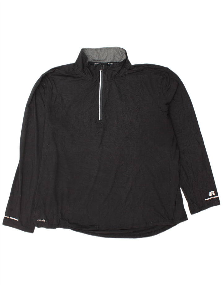 Russell Athletic Herre Dri-Power Zip Neck Top Langærmet XL Sort Polyester