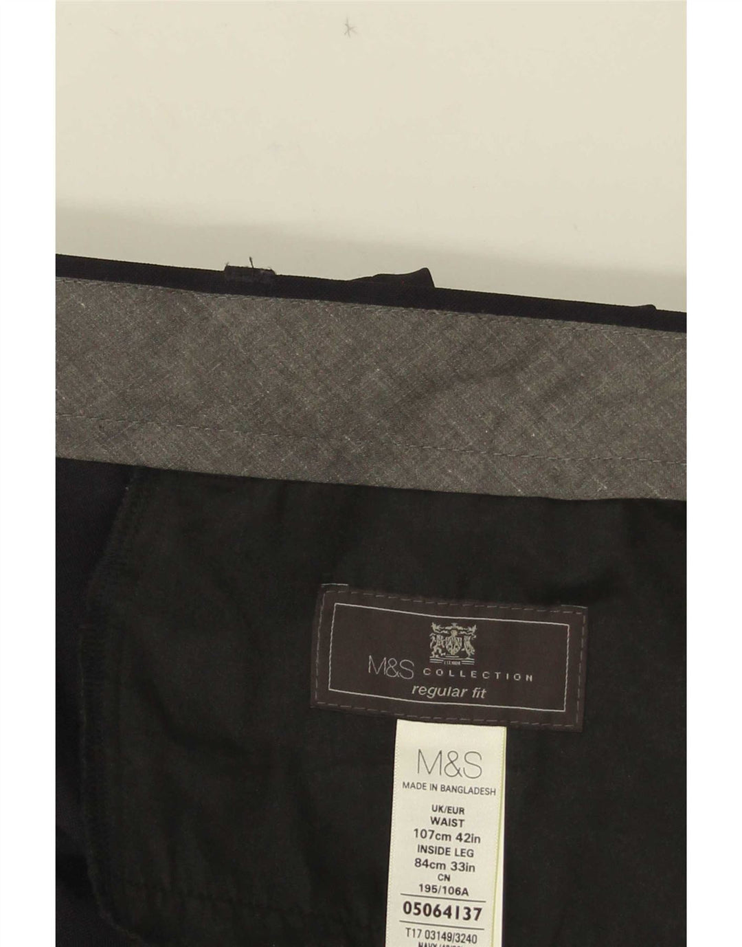 Marks & Spencer Herre Lige Regular Fit Suit Bukser W42 L29 Sort