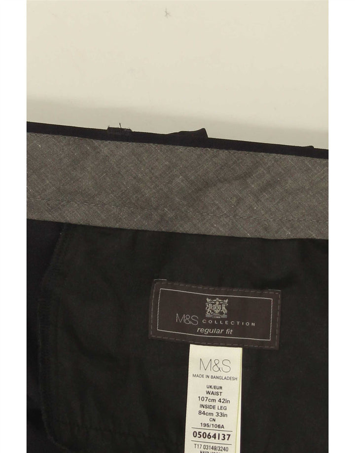 Marks & Spencer Herre Lige Regular Fit Suit Bukser W42 L29 Sort