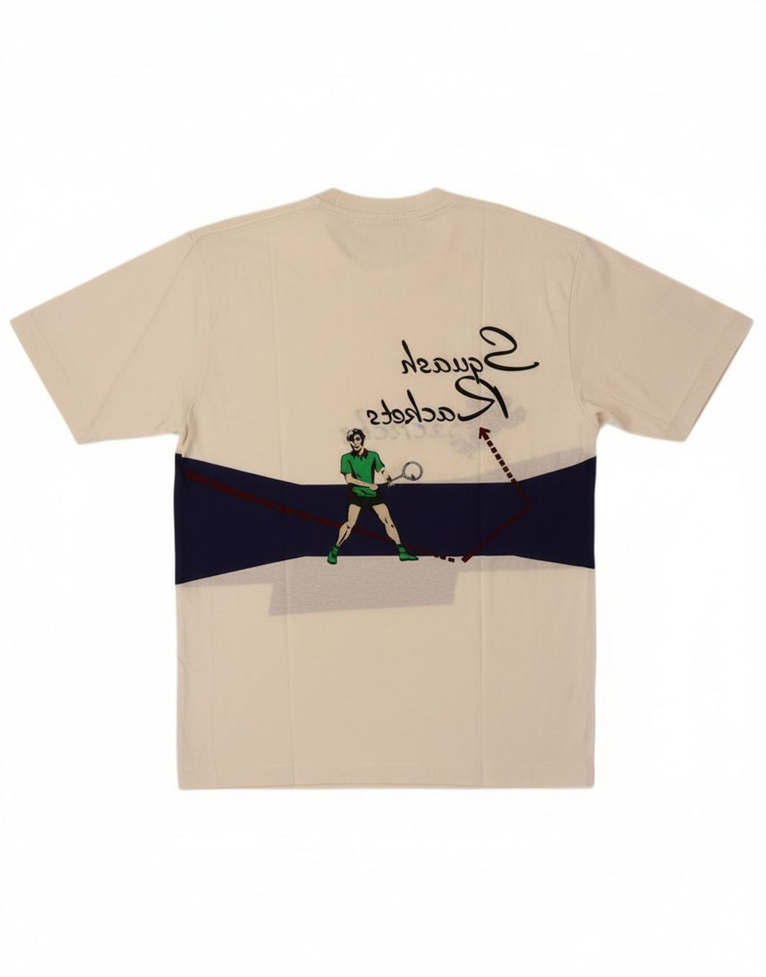 Cacharel Herre Grafisk T-Shirt Top Stor Hvid Colourblock Bomuld