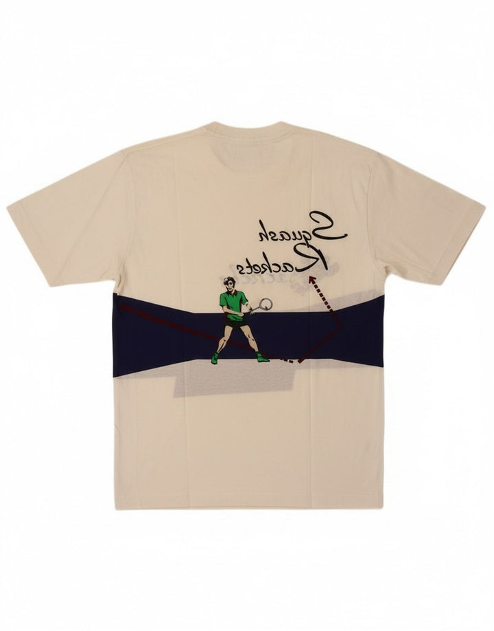 Cacharel Herre Grafisk T-Shirt Top Stor Hvid Colourblock Bomuld
