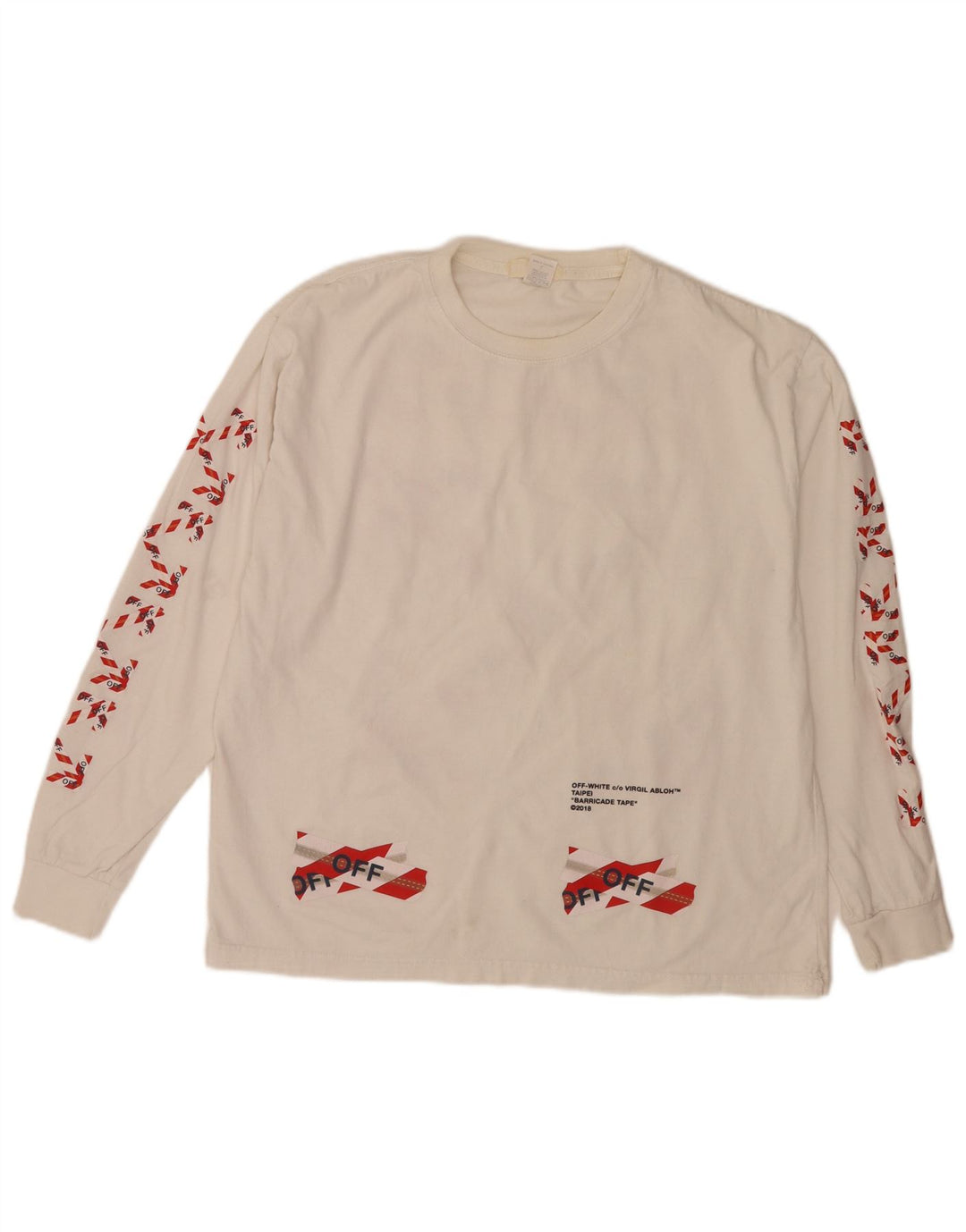Vintage herre grafisk top langærmet stor off white bomuld