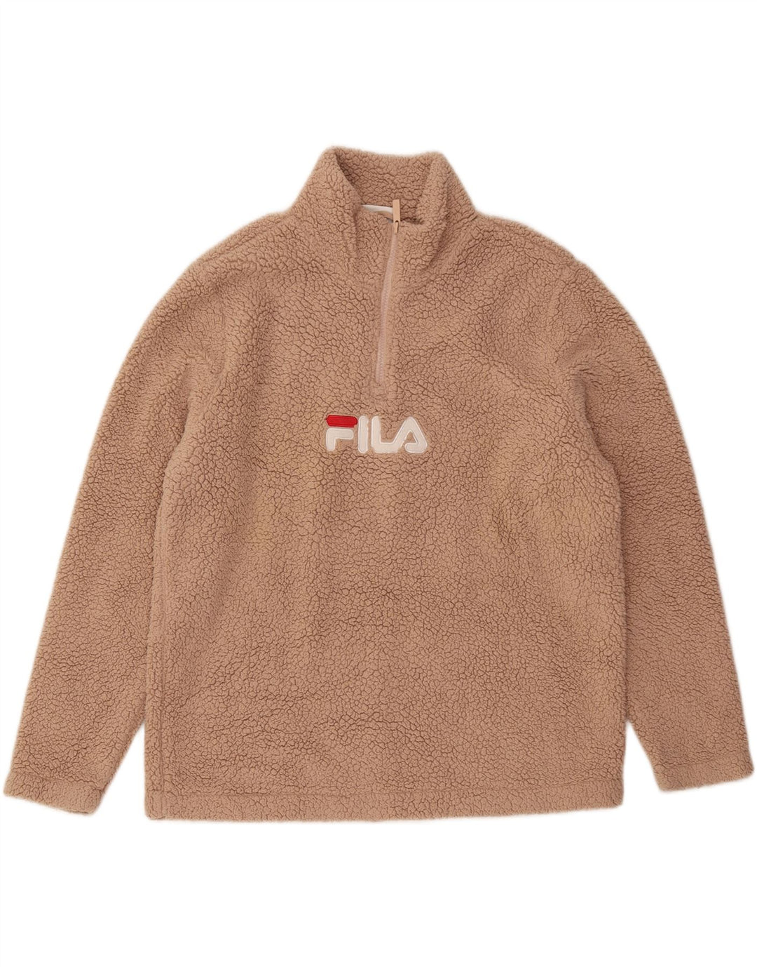 Fila Dame Grafisk Fleece Jumper UK 16 Stor Beige Polyester