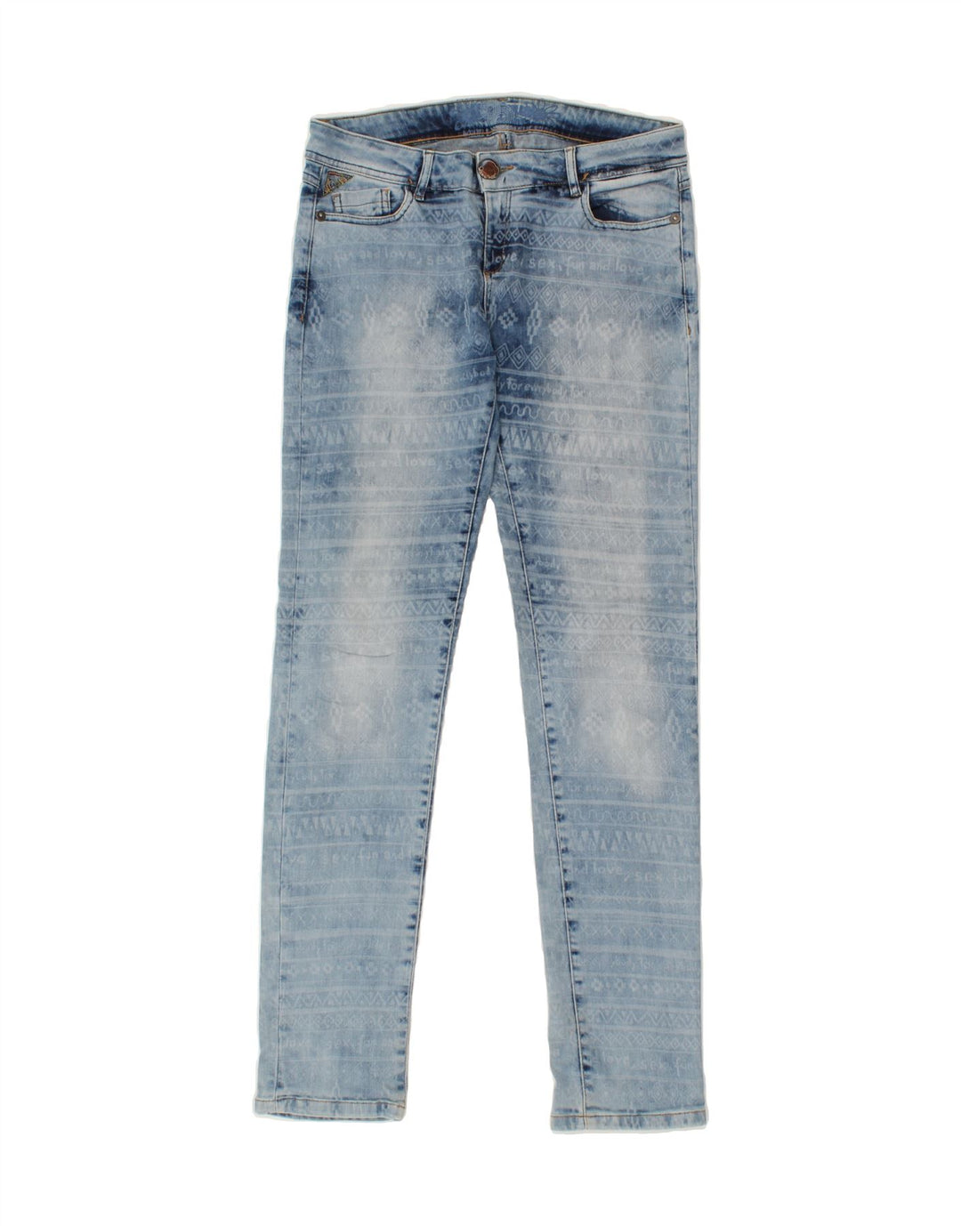 DESIGUAL Womens Slim Jeans W30 L32  Blue Fair Isle Cotton Vintage Desigual and Second-Hand Desigual from Messina Hembry 