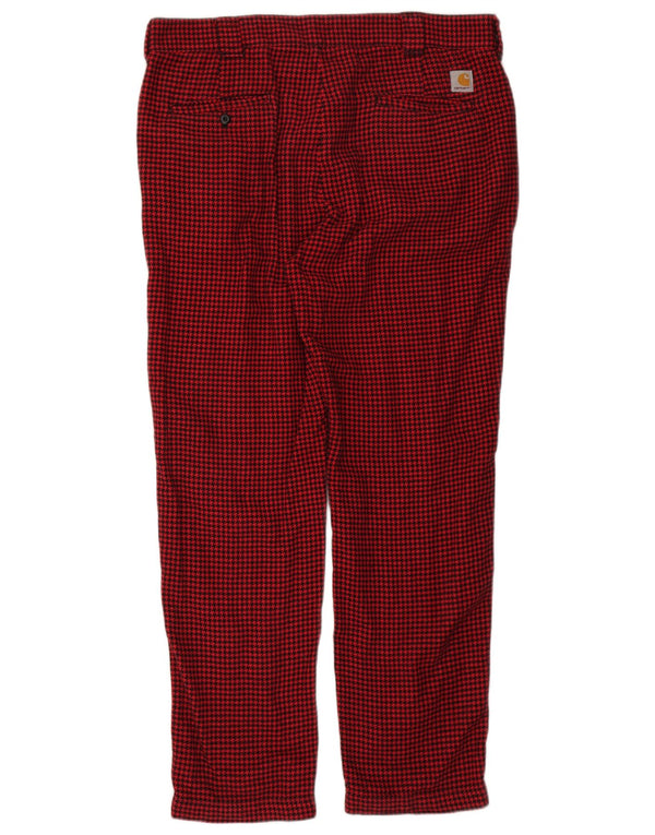 Carhartt Lige Chinobukser til mænd XL W40 L32 Rød Houndstooth Bomuld