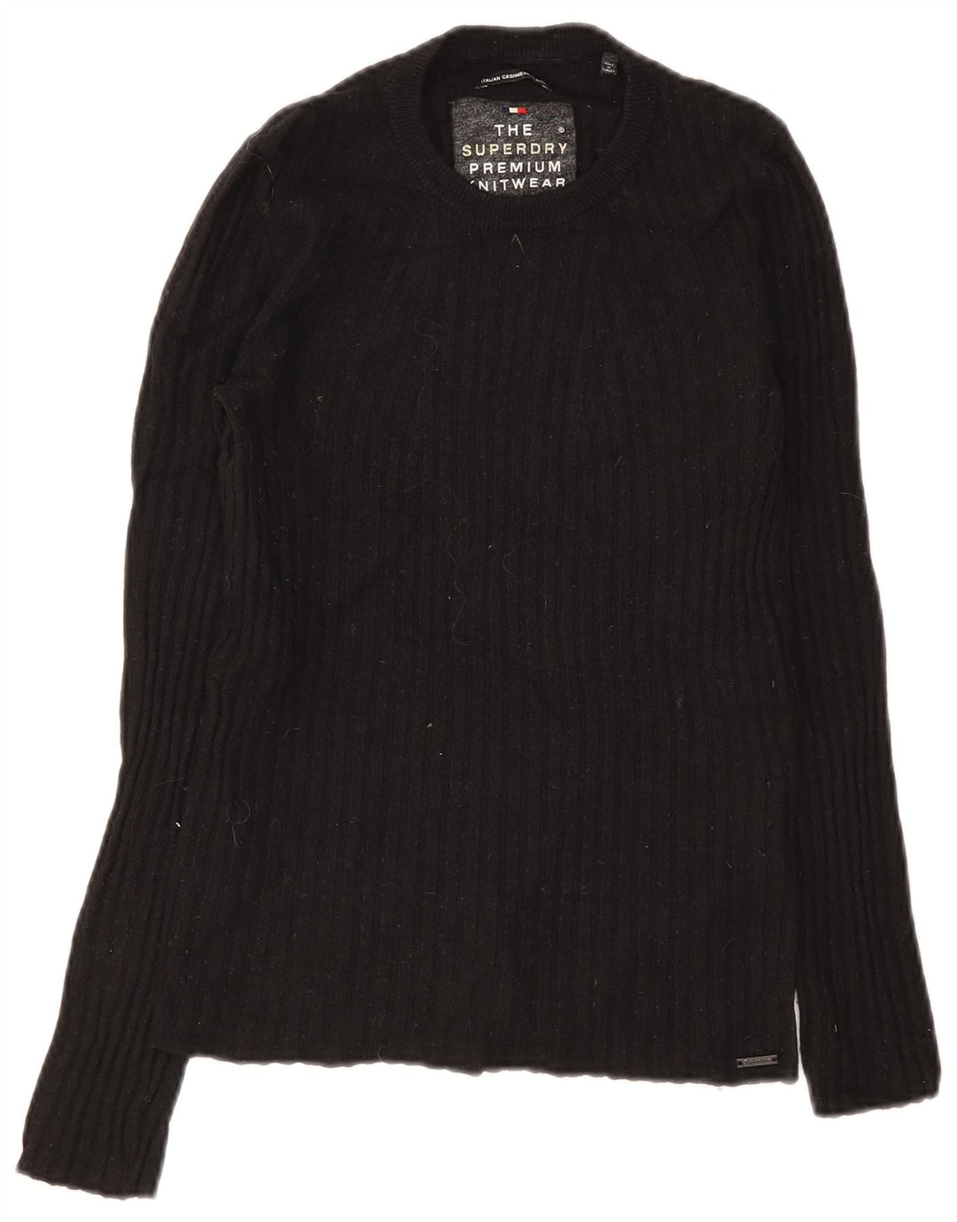 Superdry Sweater med rund hals til kvinder UK 8 Lille sort uld