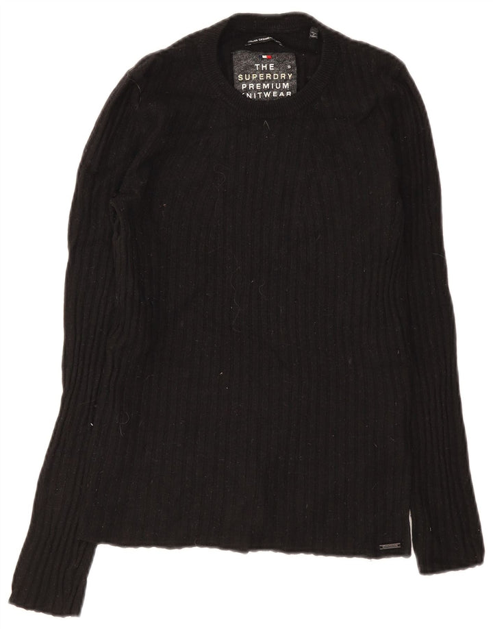 Superdry Sweater med rund hals til kvinder UK 8 Lille sort uld