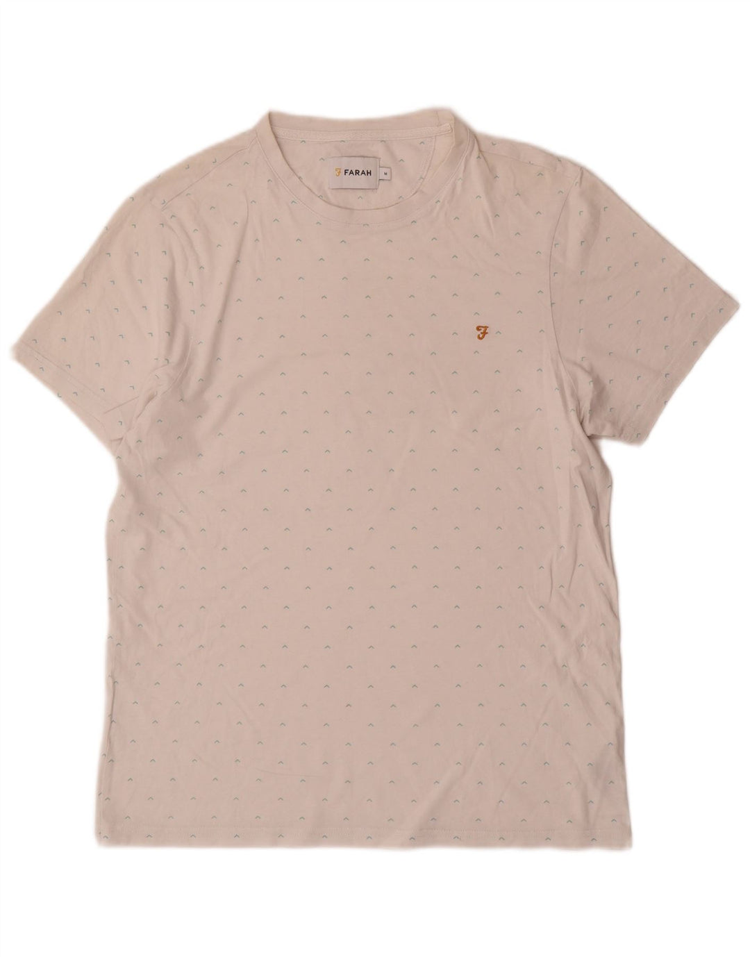 Farah Herre abstrakt mønster T-shirt top mellem hvid bomuld