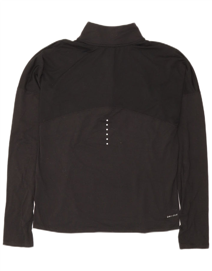 NIKE Dame Dri Fit Pullover med lynlås-hals Træningsdragt Top UK 10 Lille Sort