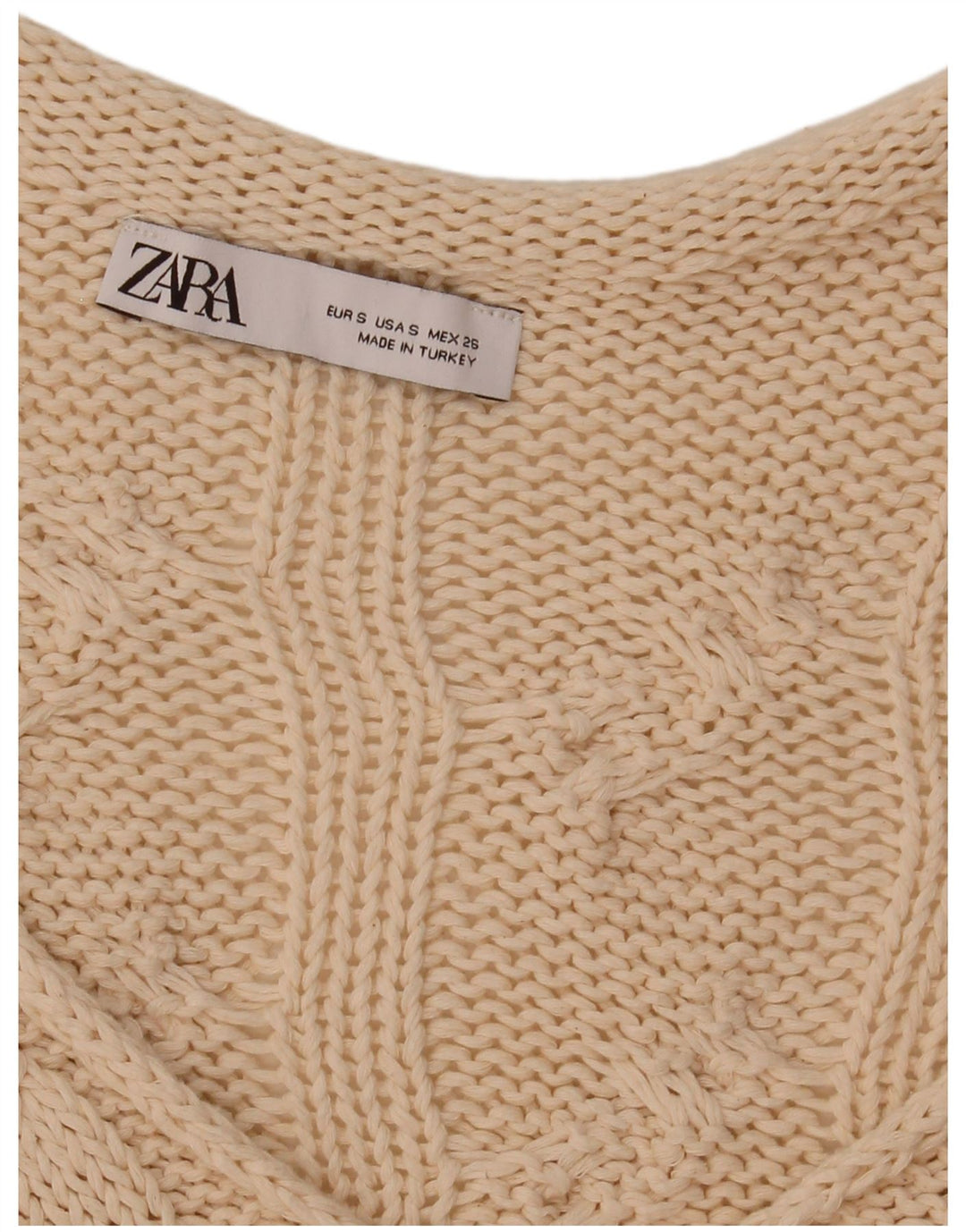 Zara Dame Oversized V-hals sweater UK 10 Small Off White
