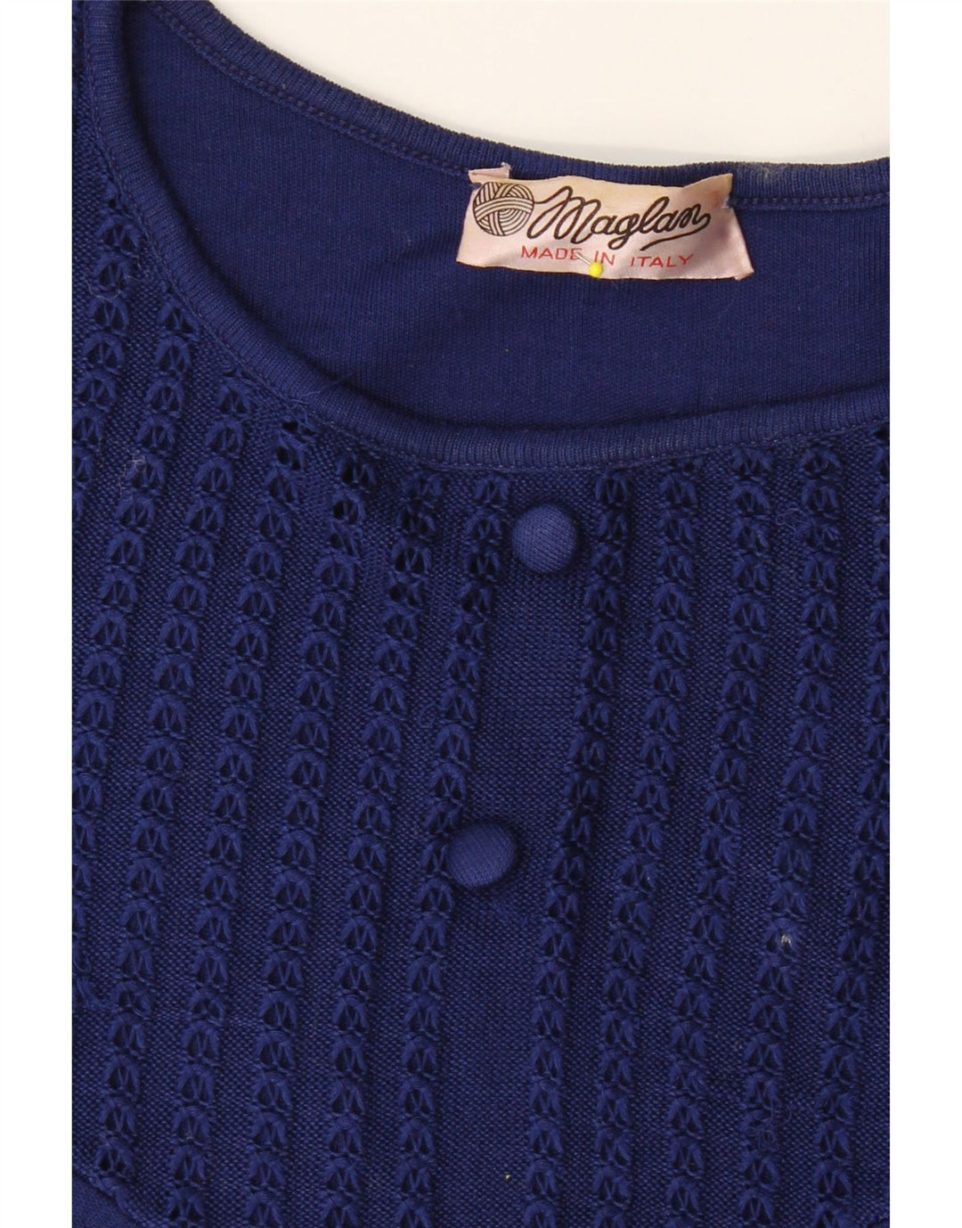 VINTAGE Womens T-Shirt Top UK 14 Medium Navy Blue Cotton Vintage Vintage and Second-Hand Vintage from Messina Hembry 