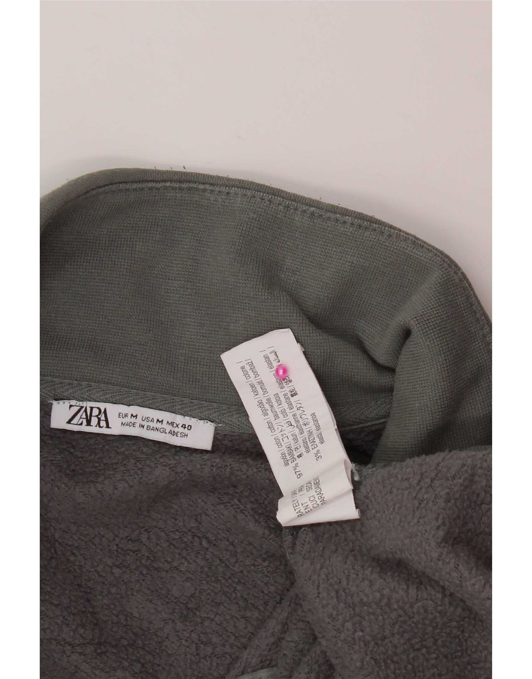 Zara Sweatshirt med lynlås til mænd mellem grå bomuld