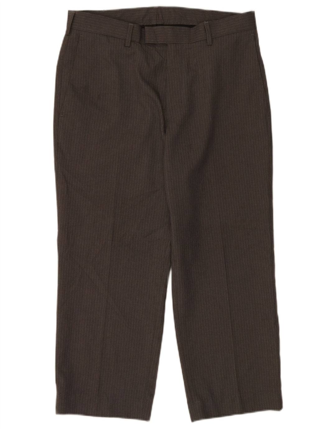 Farah Herre Straight Cropped Trousers W32 L24 Grå Nålestribet Polyester