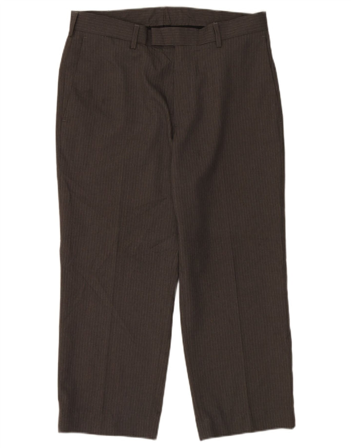 Farah Herre Straight Cropped Trousers W32 L24 Grå Nålestribet Polyester