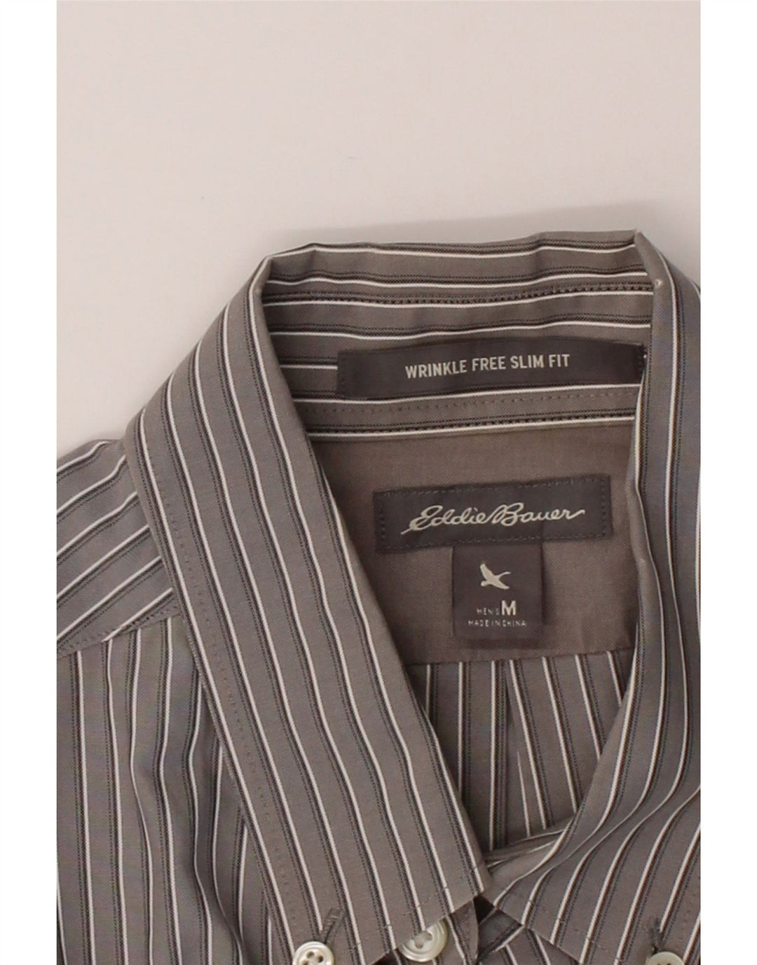 EDDIE BAUER Mens Slim Fit Shirt Medium Grey Pinstripe Cotton Vintage Eddie Bauer and Second-Hand Eddie Bauer from Messina Hembry 